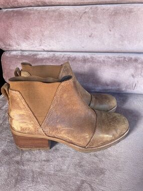 Sorel Tan Brown Leather Ankle Booties - Slip-On Chelsea Style
